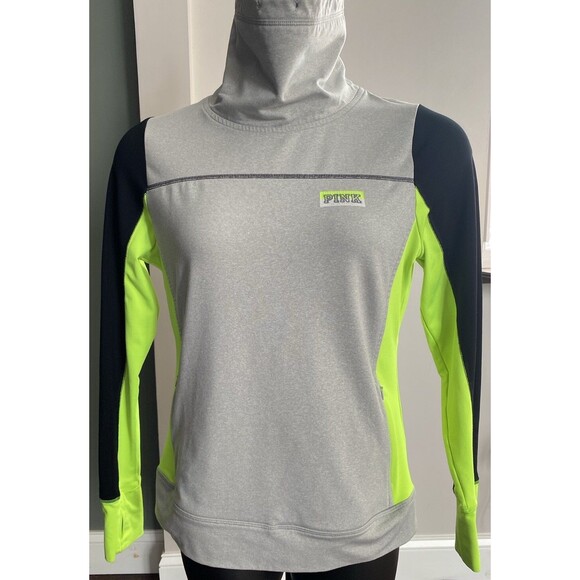 Pink Ultimate Victorias Secret Top Large Turtleneck Pullover Active Zip Pockets - Picture 2 of 8